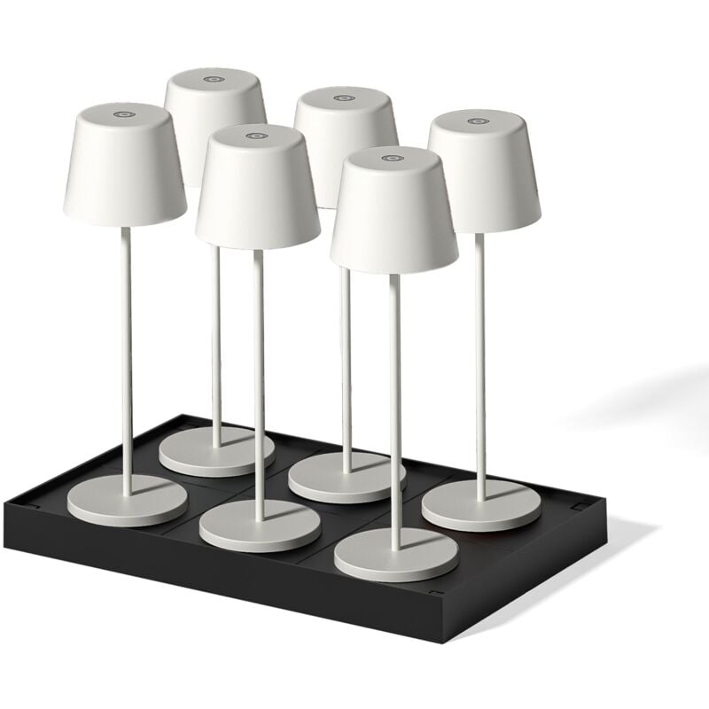 Lumisky - 6 lampes led avec plateau de chargement kelly Blanc Metal H38CM