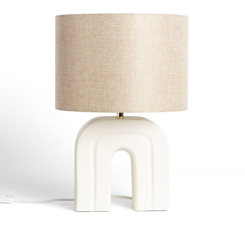 Efectoled - Lampe à Poser Résine et Lin Cira Blanc Gardénia