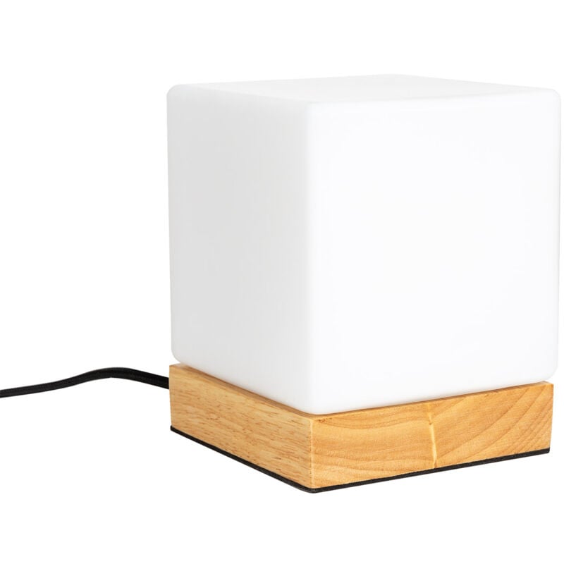 Ledkia - Lampe à Poser Bois et Verre Retilles Blanc