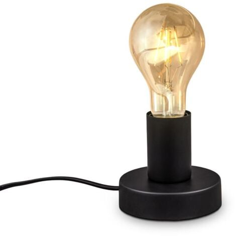 Lampe à poser rétro lampe de lecture métal noir mat douille E27 câble avec interrupteur lampe de chevet vintage Ø10cm