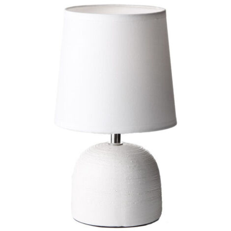 Lampe à poser ronde céramique blanche effet naturel - 16x16x27.5cm