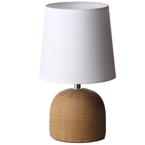 Lampe à poser ronde céramique marron effet naturel - 16x16x27.5cm