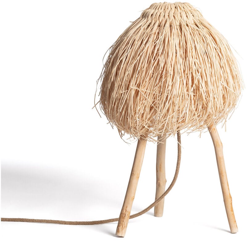 Ledkia - Lampe à Poser Rotin Lasje Naturel