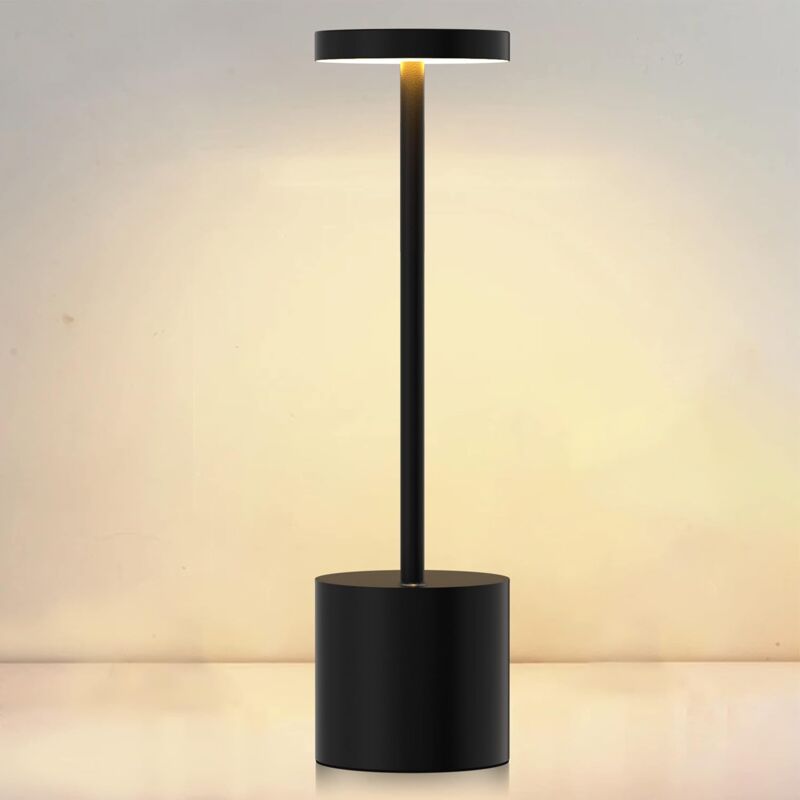 Lampe à poser, sans fil, avec 2 modes d'éclairage, lumière dimmable LED, lampe de bureau, charge USB, en métal, créative pour