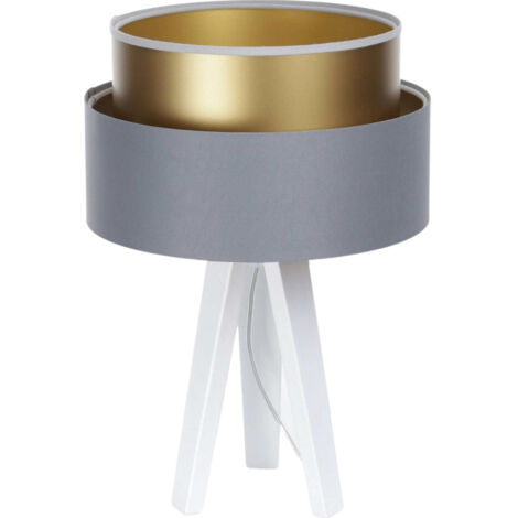 Lampe à poser satinée gris doré effet lumineux élégant - Gris satiné intérieur doré