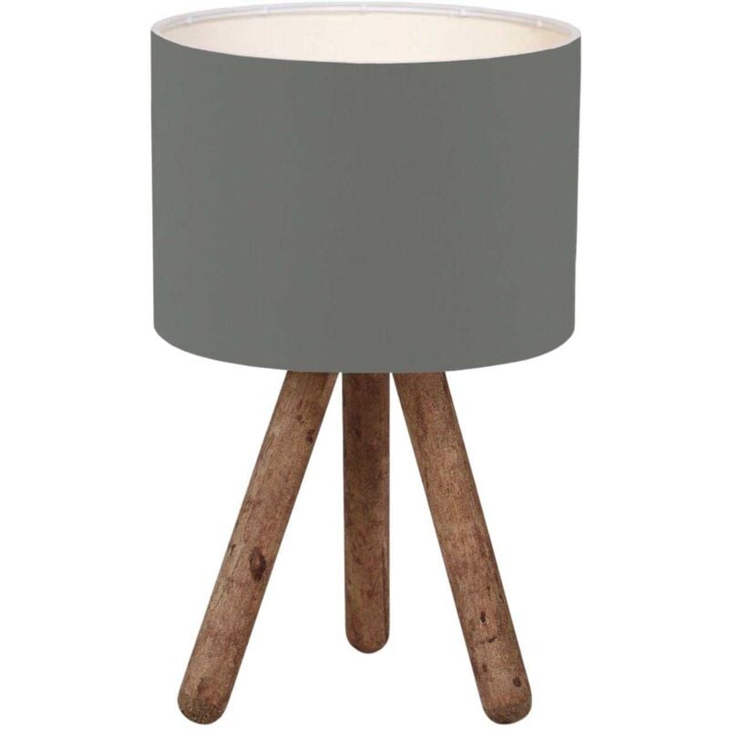 Lampe à poser trépieds bois et tissu Fallen