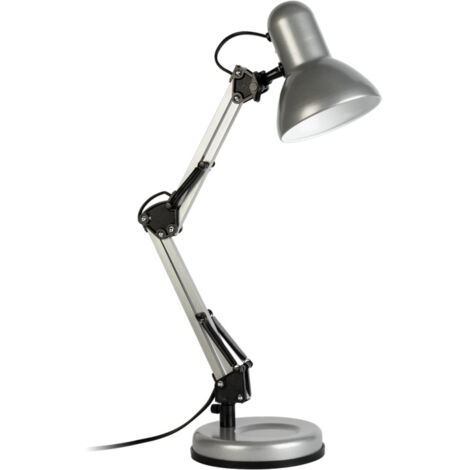 Lampe à poser TEMPO en métal Gris, compatible culot E27, 25W