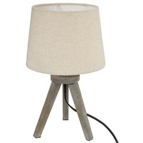 Lampe à Poser Trépied en Bois "Alexis" 31cm Lin