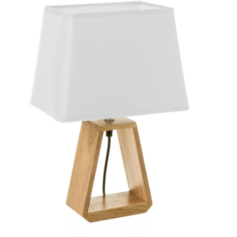 Lampe à Poser Triangle Bois et Abat-jour Blanc - Hauteur 41cm