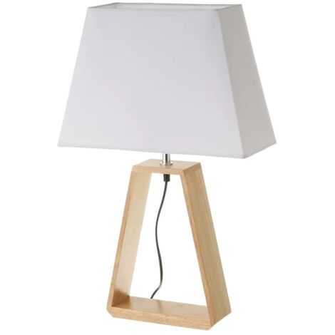 Lampe à Poser Triangle Bois et Abat-jour Blanc - Hauteur 60cm