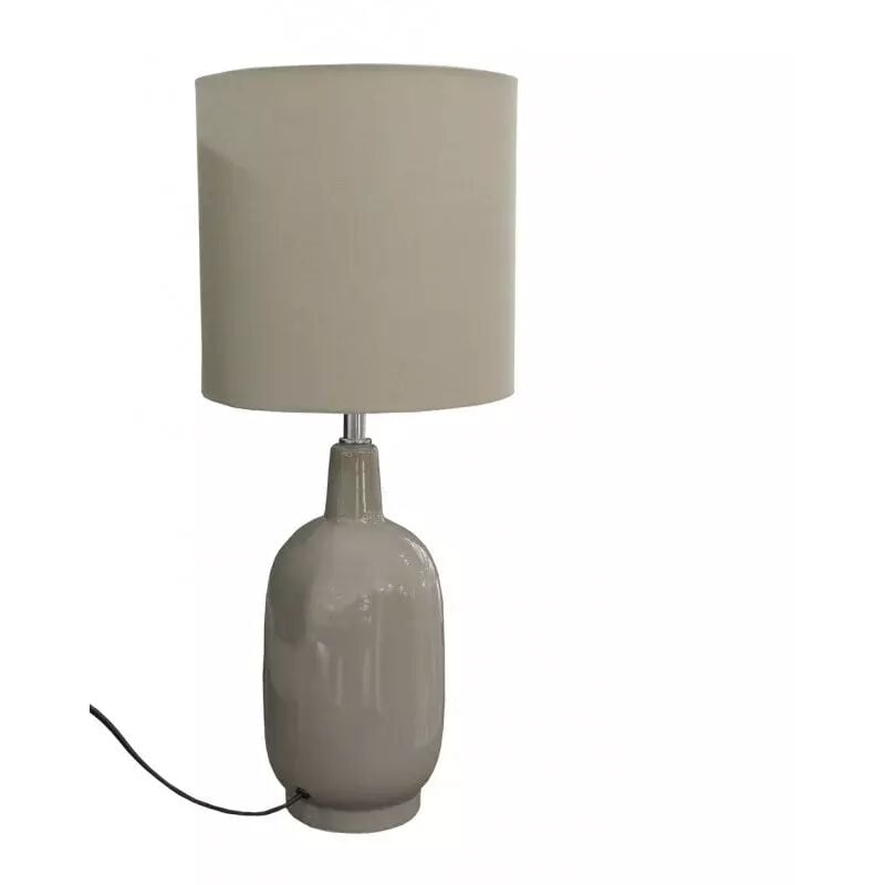 Meubletmoi - Lampe 49 cm vase céramique laqué et abat-jour taupe - GAïA