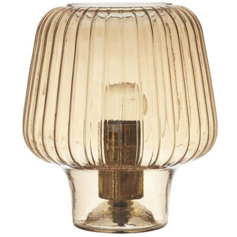 Lampe à Poser Verre Fumé "Champignon" 21cm Ambre