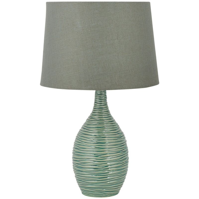 Beliani - Lampe à Poser Déco en Céramique et Tissu Vert E27 Max 40W Éclairage Ambiant pour Chambre ou Salon Traditionnel ay Style Intemporel