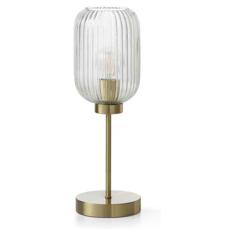 Vente-unique - Lampe à poser vintage en métal et verre - l. 14 x p. 14 x h. 43,5 cm - Doré - louxor