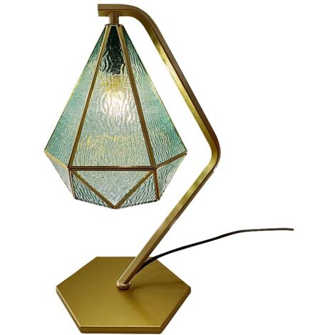 Lampe à poser vintage verre bleu doré E14 Norah Rabalux