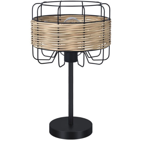 Lampe à poser zenda 1xe27 fer forgé/rotin 44x25x25 cm
