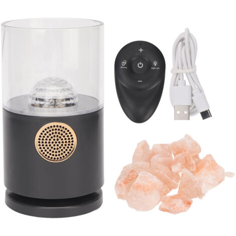 Lampe à sel projecteur avec haut-parleur Bluetooth et télécommande, lumière décorative pour chambre et bureau, couleur noire.