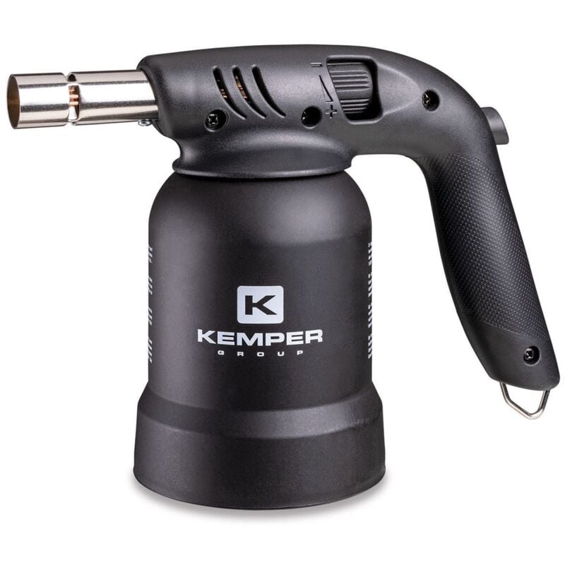 Kemper - Lampe à souder à gaz Professionnelle Utilisation 360° Chalumeau gaz Allumage piezo Cartouches gaz Perçables black edition