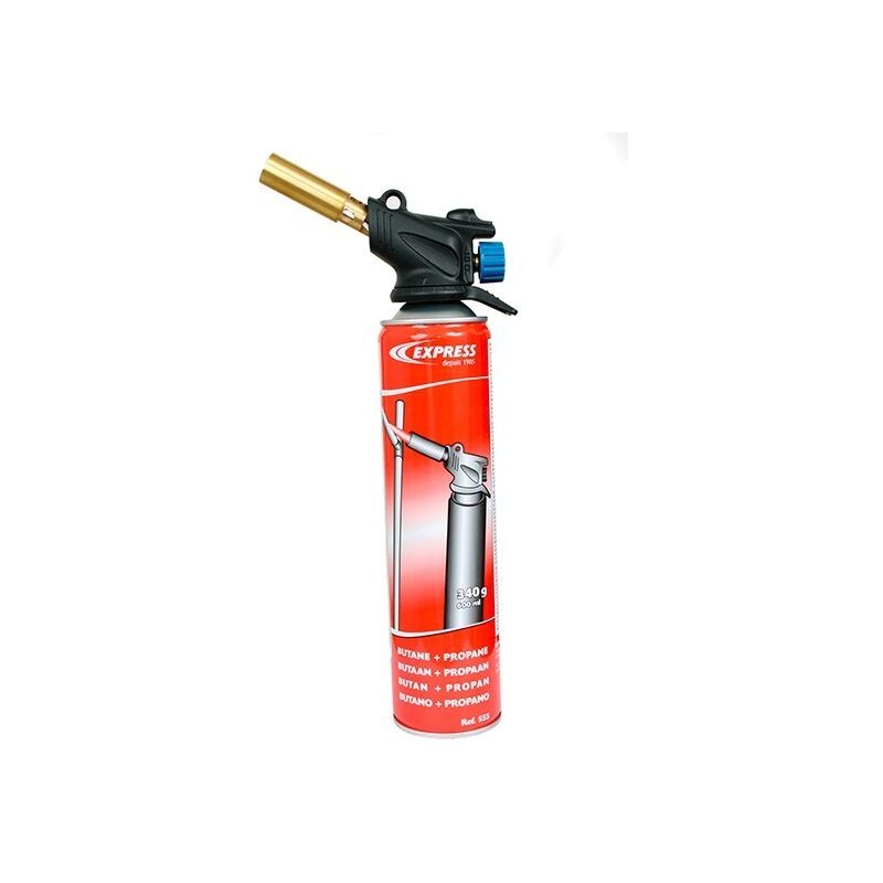 Lampe à souder 342 avec lance flamme dard, allumage piezo + cartouche gaz 555 Express 342
