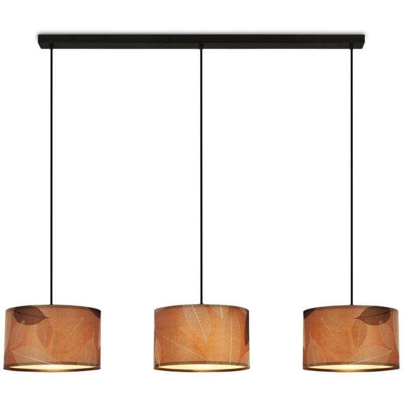 Mata Lampe à suspendre, décor de feuilles, 3 flammes, style boho, douille E27, couleur café, 110 x 25 x 120 cm - Briloner