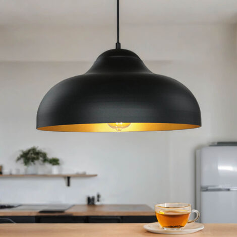 Lampe à suspendre E27 Ø 40 cm Noir Or en métal Moderne