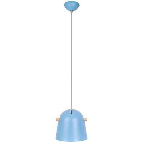 Lampe à suspendre Lampe de salle à manger imitation bois Métal bleu E27 Cuisine rétro