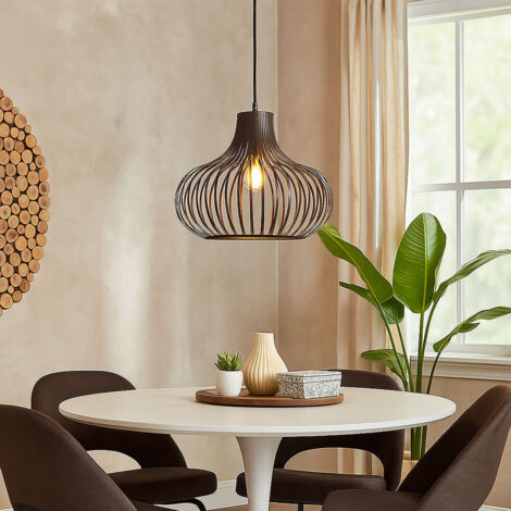 Lampe à suspendre Lampe de table à manger industrielle Lampe de salon couleur rouille, métal tressé, 1x E27, DxH 40x150 cm