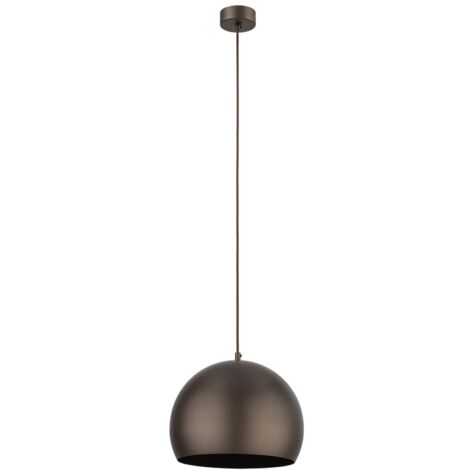Lampe à suspendre métal E27 D : 27 cm H : max. 160 cm Marron Abat-jour sphérique rond Lampe à suspendre rétro