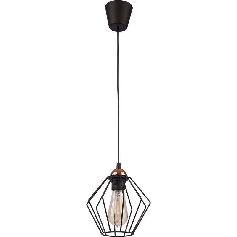 Licht-erlebnisse - Lampe à suspendre métal E27 fil écran géométrique noir Lampe à suspendre Licht-erlebnisse - Lampe à suspendre métal E27 fil écran géométrique noir Lampe à suspendre