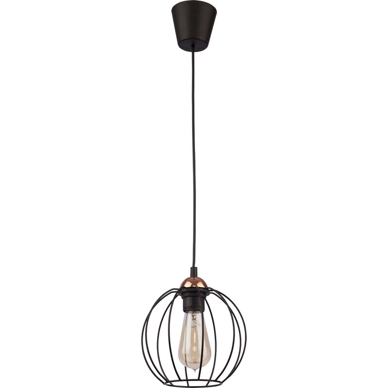 Licht-erlebnisse - Lampe à suspendre Métal Fil Abat-jour géométrique Noir Lampe à suspendre E27 Licht-erlebnisse - Lampe à suspendre Métal Fil Abat-jour géométrique Noir Lampe à suspendre E27