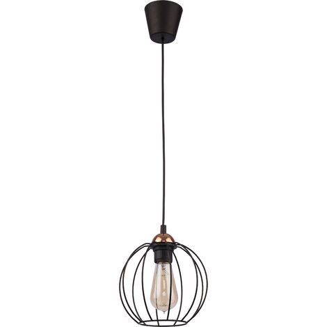 Lampe à suspendre Métal Fil Abat-jour géométrique Noir Lampe à suspendre E27