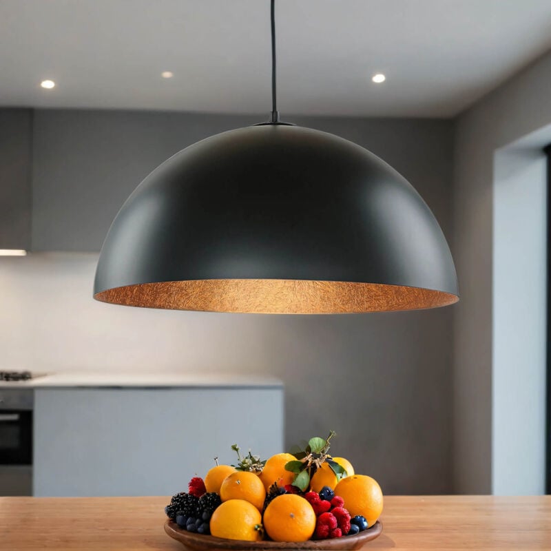 Licht-erlebnisse - Lampe à suspendre Noir Cuivre ø 50 cm E27 Lampe à suspendre Salon Salle à manger