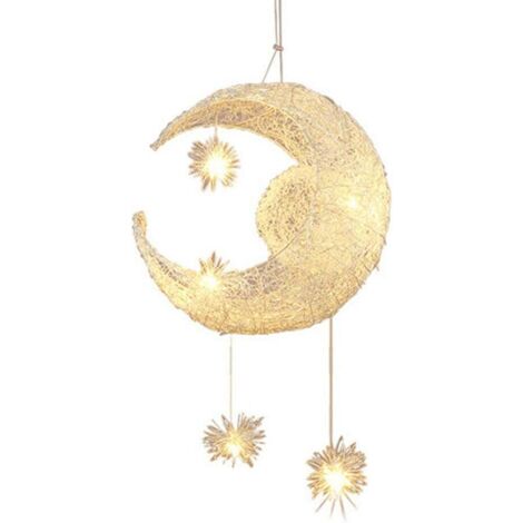Lampe à suspendre, plafonnier créatif en forme de lune et d'étoiles, lampe à suspension LED pour chambre d'enfant.