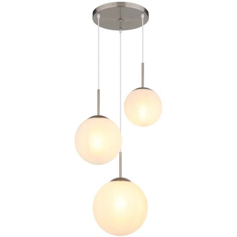 Lampe à suspendre Salle à manger Suspensions Boules de verre 3 flammes albâtre E27