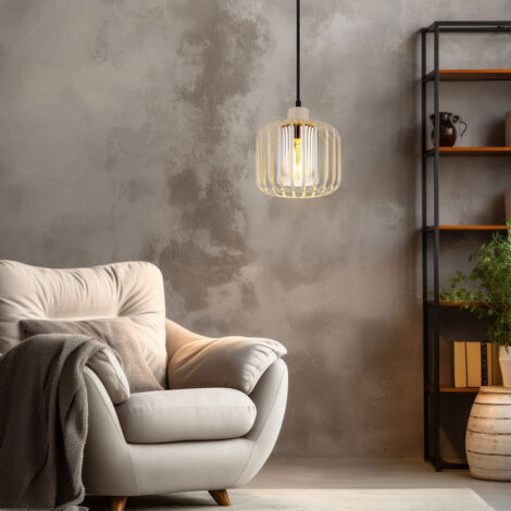 Lampe à suspendre verre fumé Lampe à suspendre sable Salon Tiges métalliques Rétro, douille E27, DxH 18x120 cm