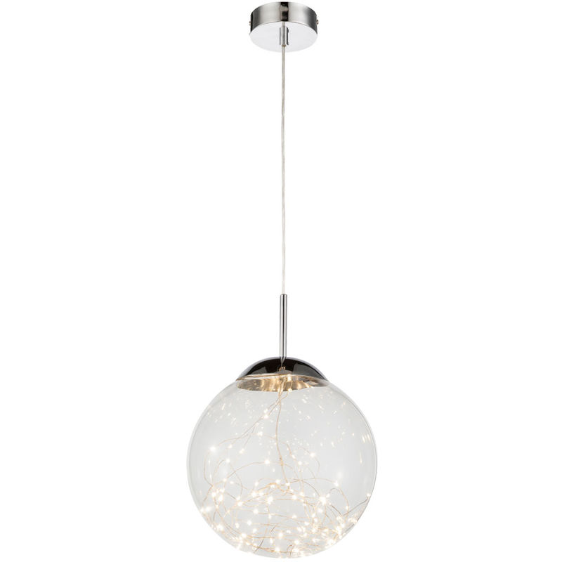 Lampe à suspension LED salle à manger salon spot en verre éclairage boule chromé lampe suspendue clair Globo 15804