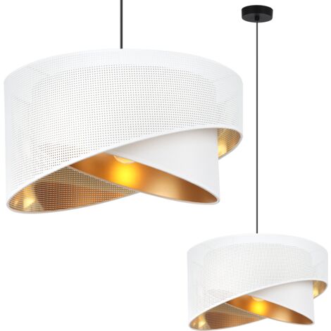 LAMPE À SUSPENSION ASTI INCLINÉE NOIRE 1 PLAQUE ABAT-JOUR BLANC-OR ST