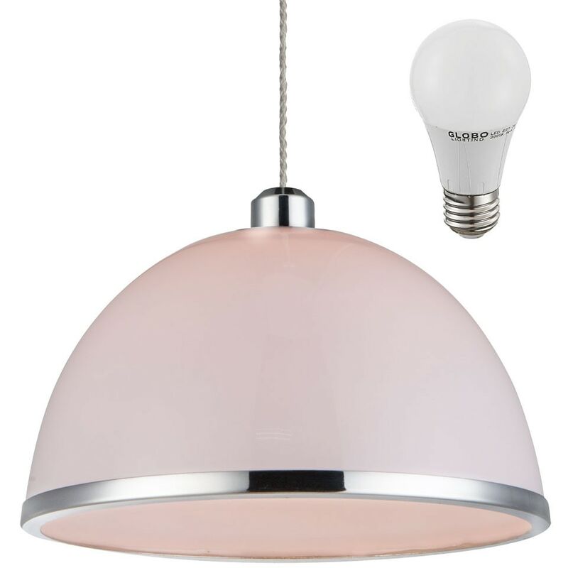 Lampe à suspension au plafond cloche blanche dans un ensemble comprenant des ampoules LED de 7 watts