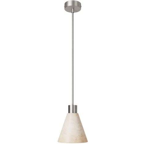 Lampe à suspension avec abat-jour conique en bois  Sans ampoule - Titane satiné