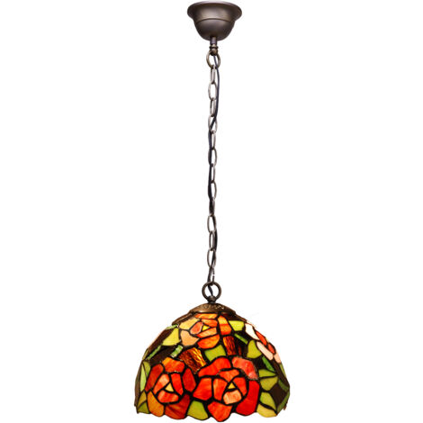 Lampe à suspension avec chaîne et abat-jour Tiffany diamètre 20 cm Série New York