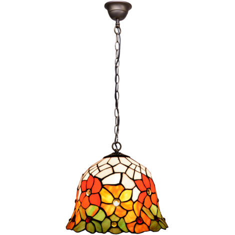Lampe à suspension avec chaîne et abat-jour Tiffany diamètre 40 cm Série Bell