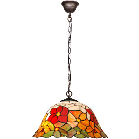 Lampe à suspension avec chaîne et abat-jour Tiffany diamètre 40 cm Série Bell