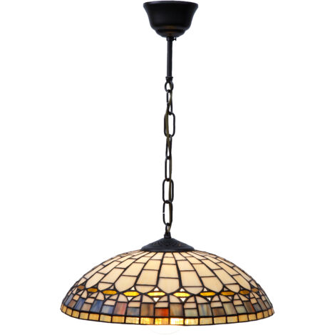 Lampe à suspension avec chaîne et abat-jour Tiffany diamètre 40 cm Série Quarz