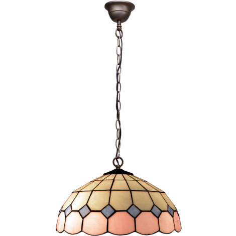 Lampe à suspension avec chaîne et abat-jour Tiffany diamètre 40 cm Série Rose