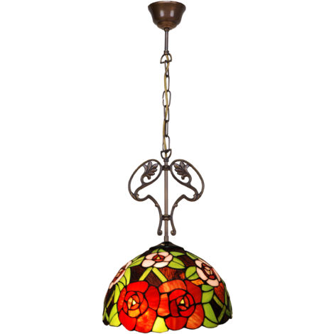 Lampe à suspension avec ornement en fonte Tiffany New York Série D-30cm