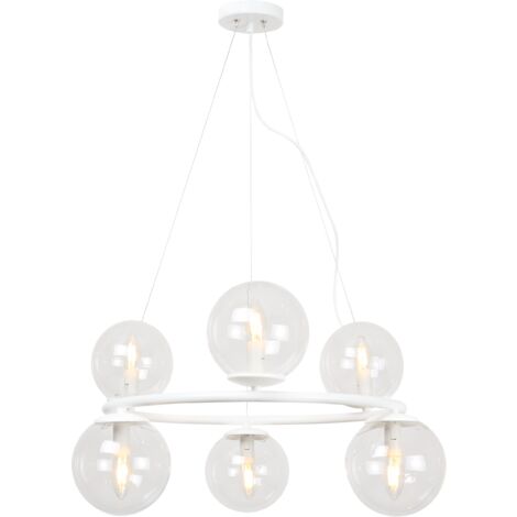 LAMPE À SUSPENSION BLANCHE AURA 6-FLAT SANS ABAT-JOUR E14