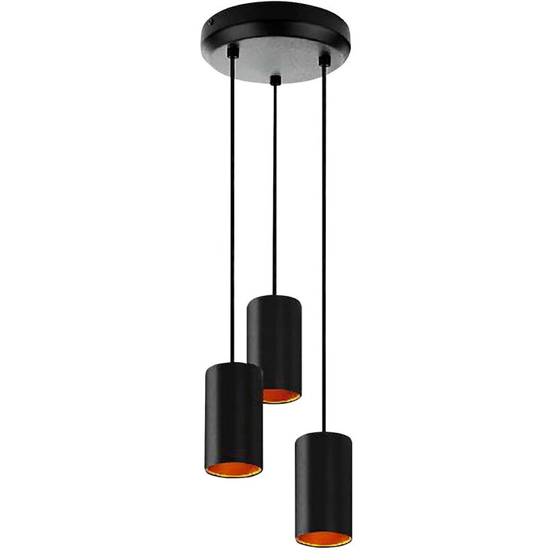 ETT - Lampe à suspension '' CHLOE 3s '' GU10, aluminium, noir / or, 3 douilles GU10