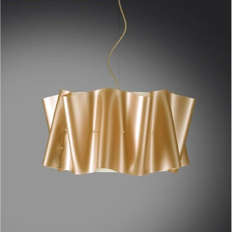 Lampe à Suspension cinq lumières FOLIO abat-jour en Or Polilux diamètre 60x h32 cm