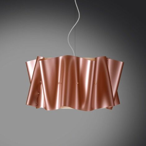 Lampe à Suspension cinq lumières FOLIO abat-jour en Polilux Cuivre diamètre 60x h32 cm