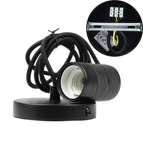 Lampe à suspension décorative E27 Noir mat Cordon noir Loft